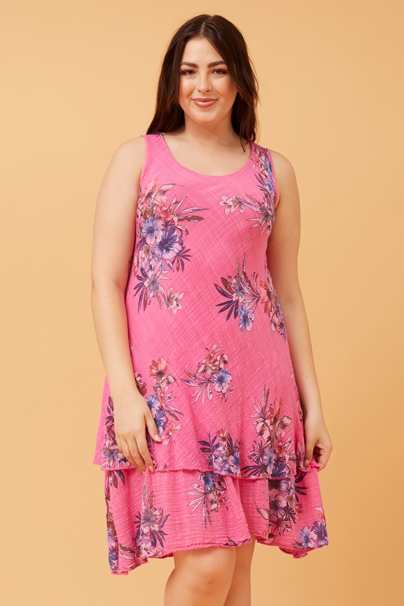 NICOLE FLORAL DOUBLE LAYERED DRESS