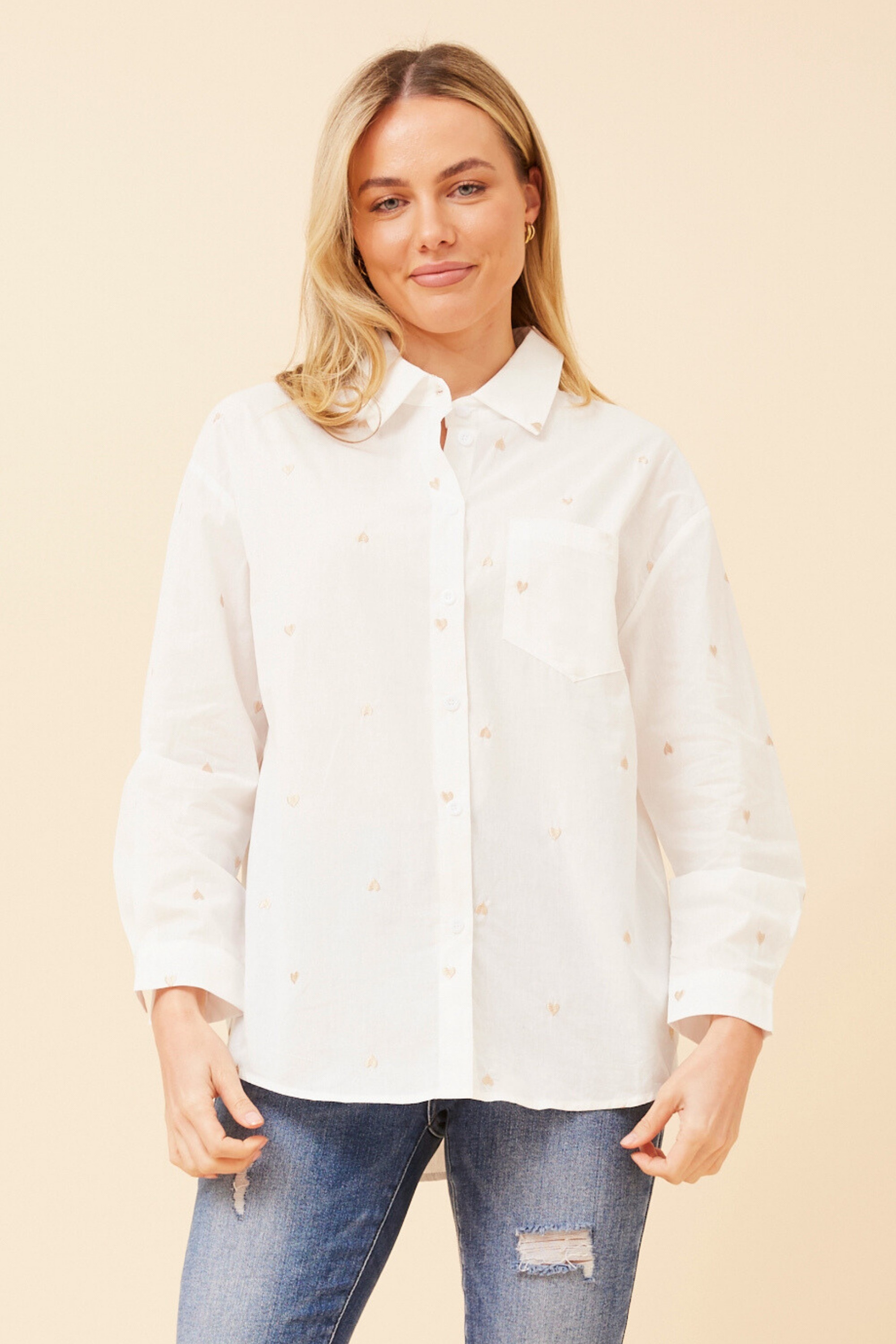 NIDIA HEART EMBROIDERED SHIRT