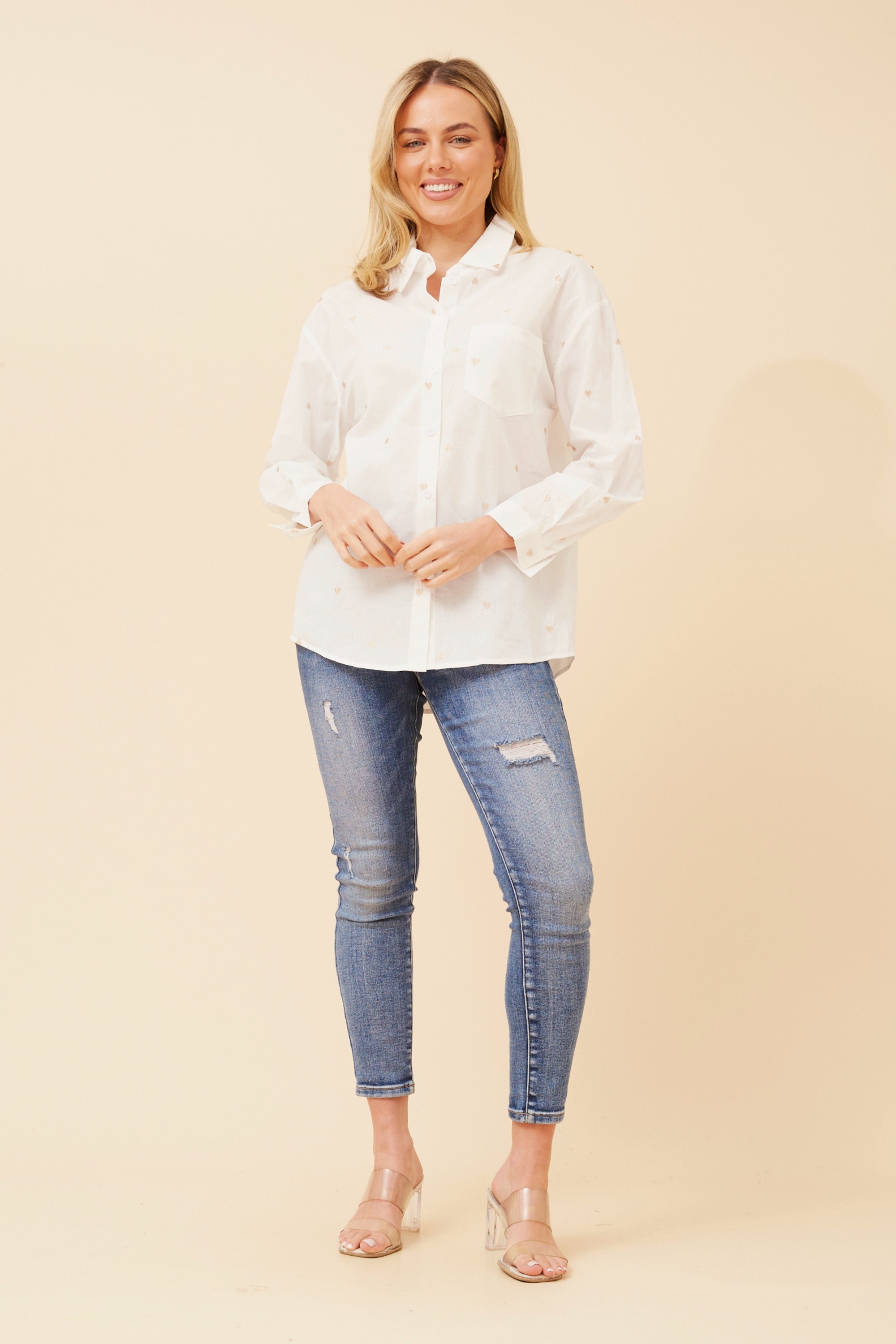 NIDIA HEART EMBROIDERED SHIRT
