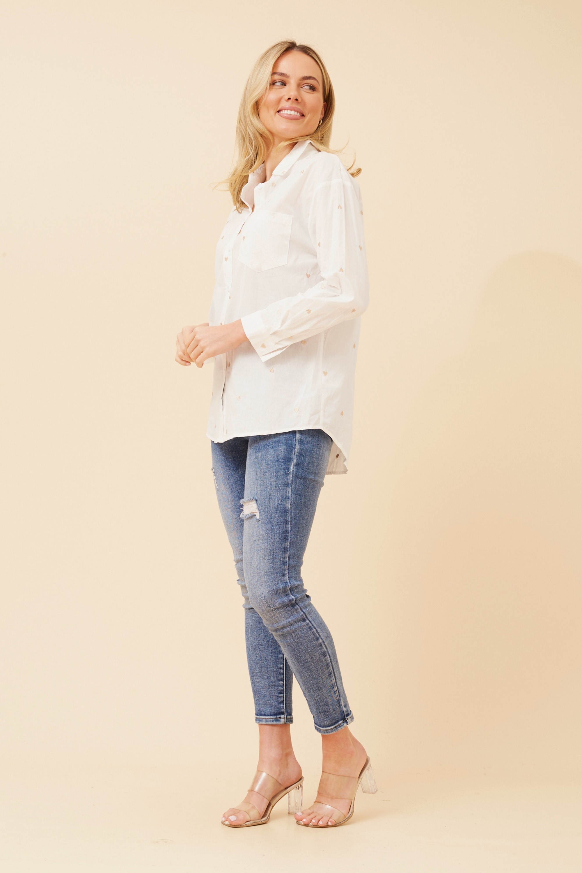 NIDIA HEART EMBROIDERED SHIRT
