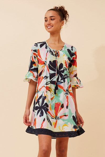 NIETTA LEAF PRINT DRESS