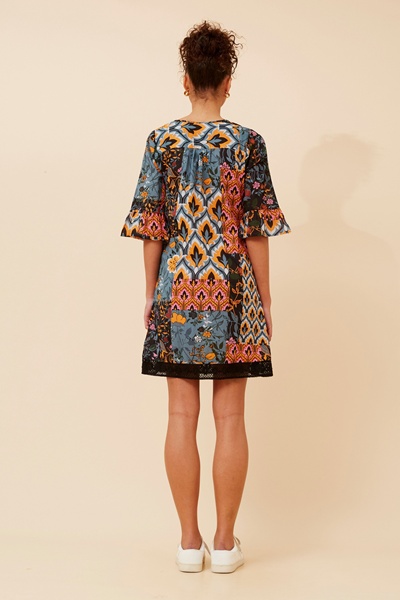 NIETTA PATCHWORK PRINT DRESS