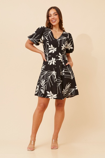 NILA LEAF PRINT SHORT DRESS