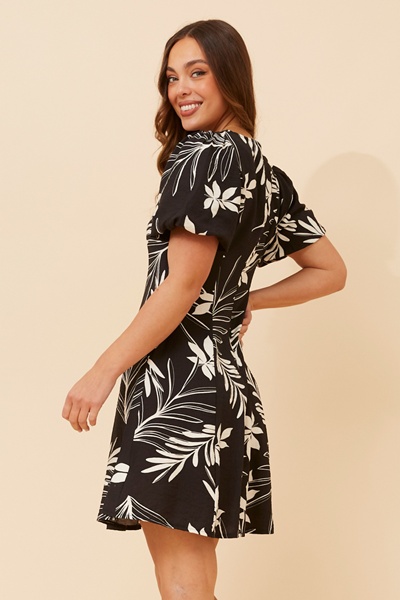 NILA LEAF PRINT SHORT DRESS