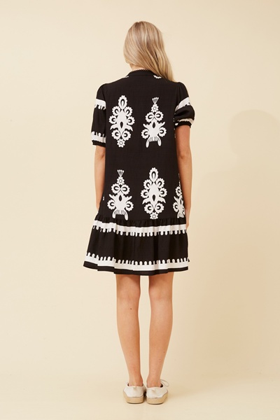 NIXA BORDER PRINT DRESS
