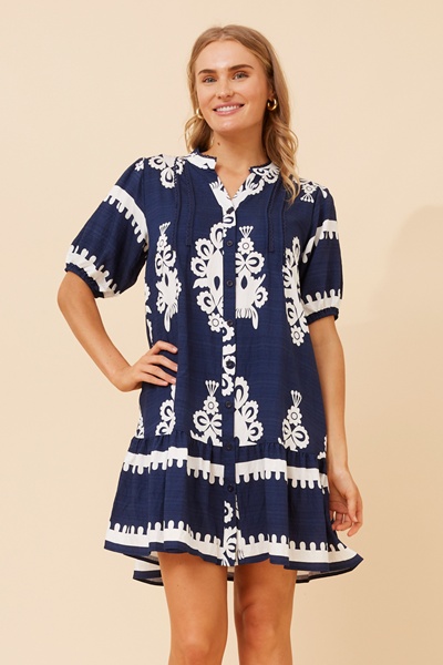 NIXA BORDER PRINT DRESS