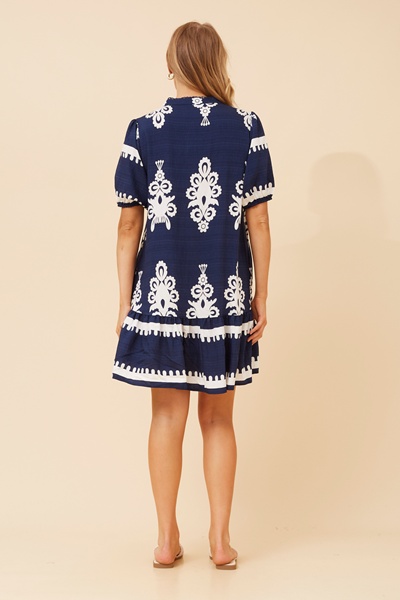 NIXA BORDER PRINT DRESS