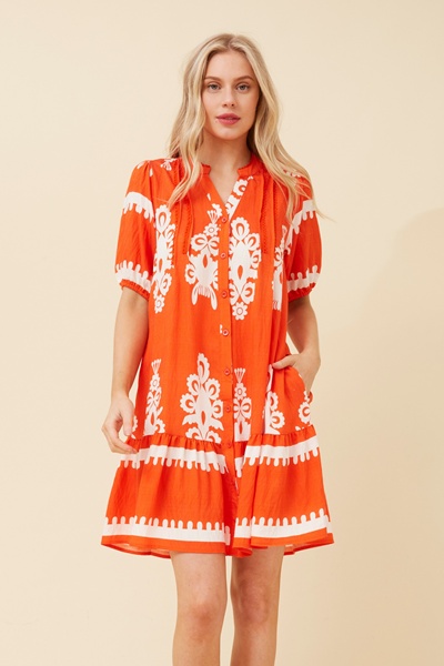 NIXA BORDER PRINT DRESS