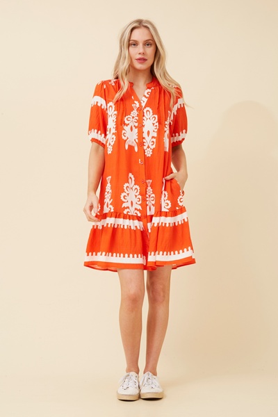 NIXA BORDER PRINT DRESS
