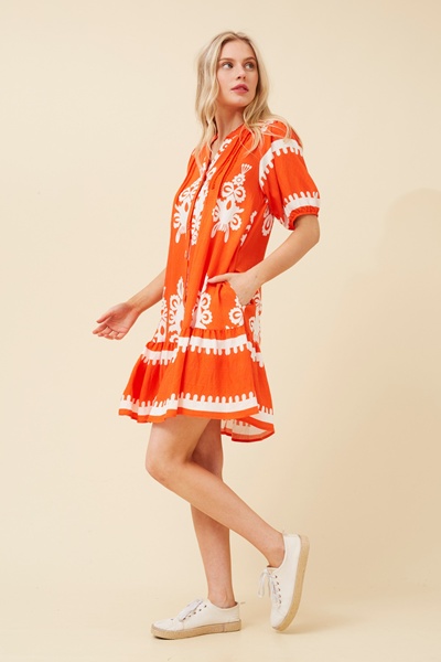 NIXA BORDER PRINT DRESS