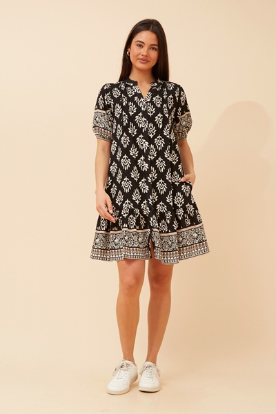 NIXA BORDER PRINT DRESS