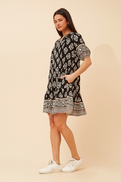 NIXA BORDER PRINT DRESS