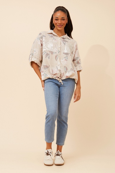 NOLENE LEAF PRINT LINEN SHIRT