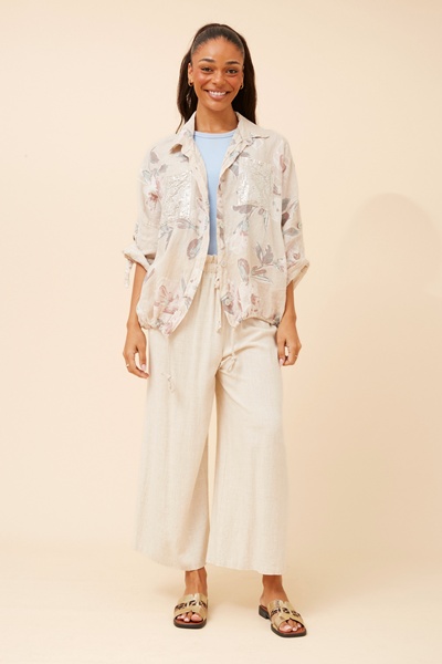 NOLENE LEAF PRINT LINEN SHIRT