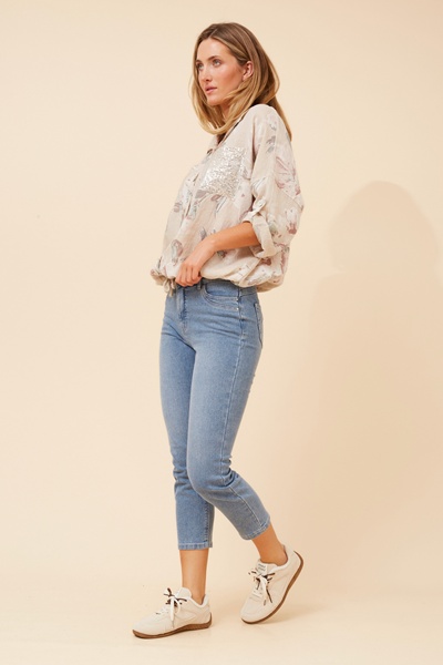NOLENE LEAF PRINT LINEN SHIRT