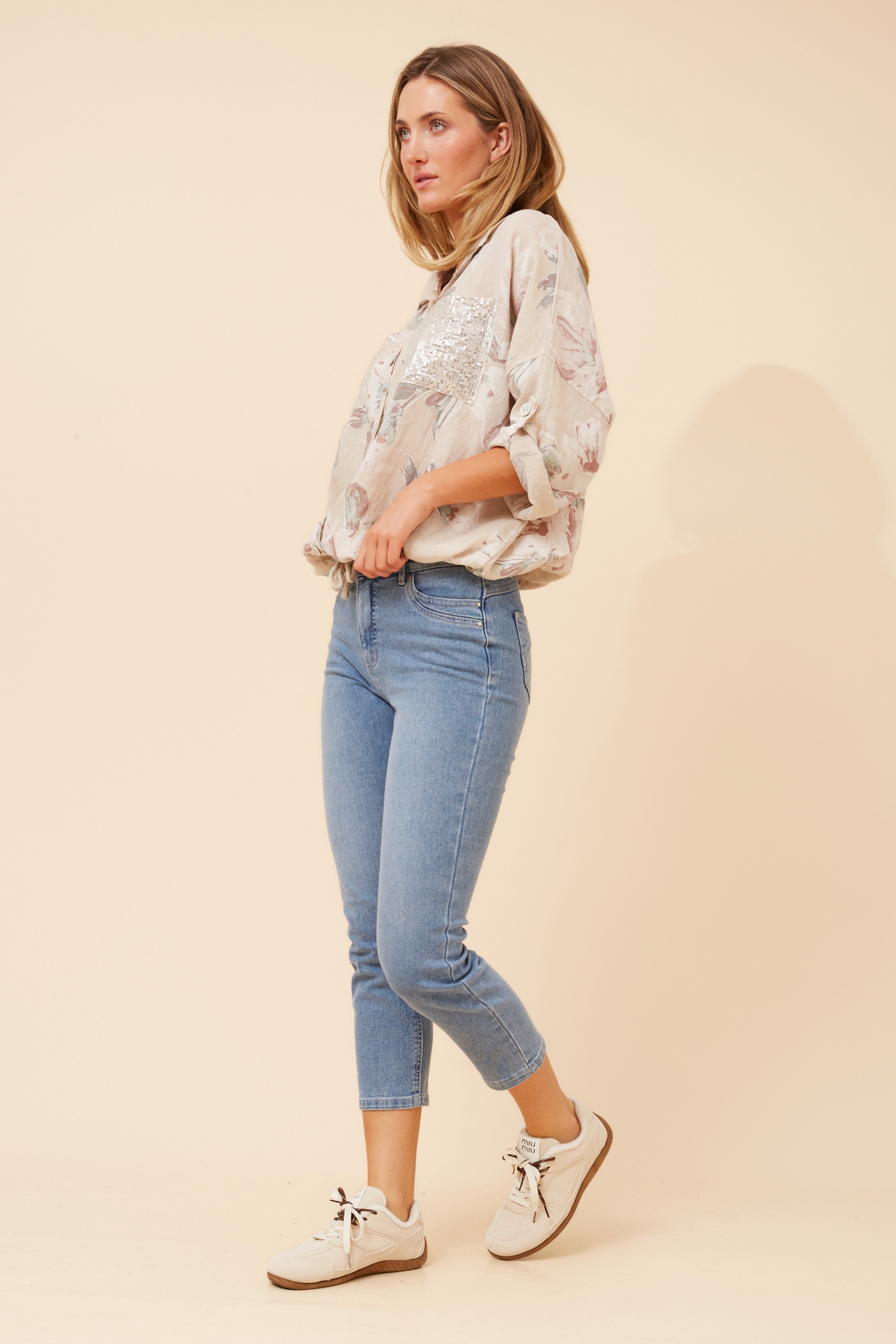 NOLENE LEAF PRINT LINEN SHIRT