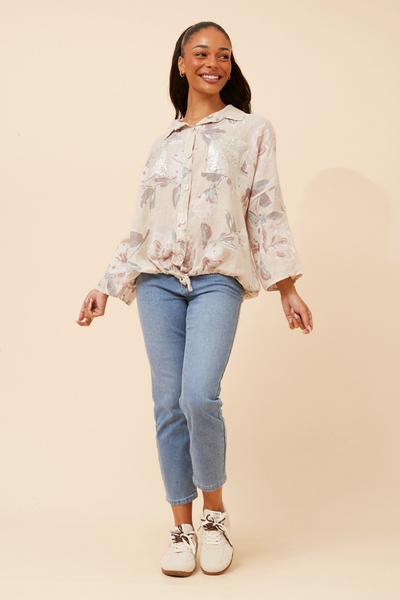 NOLENE LEAF PRINT LINEN SHIRT
