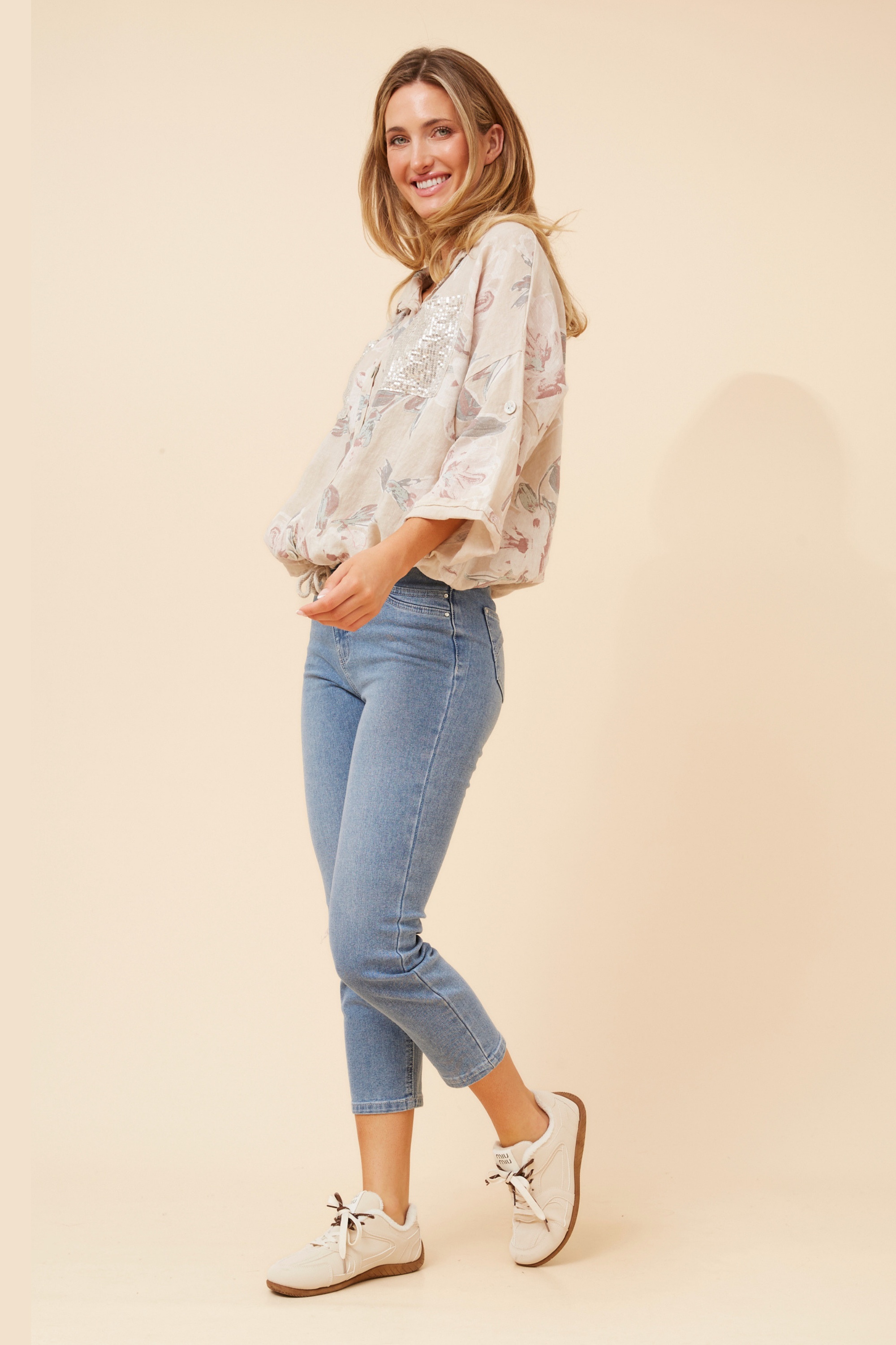 NOLENE LEAF PRINT LINEN SHIRT