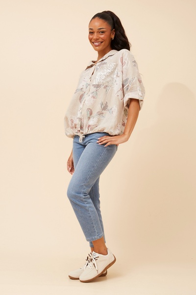 NOLENE LEAF PRINT LINEN SHIRT