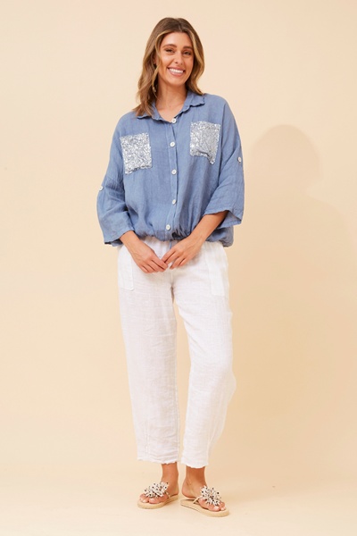 NOLENE SEQUIN LINEN SHIRT