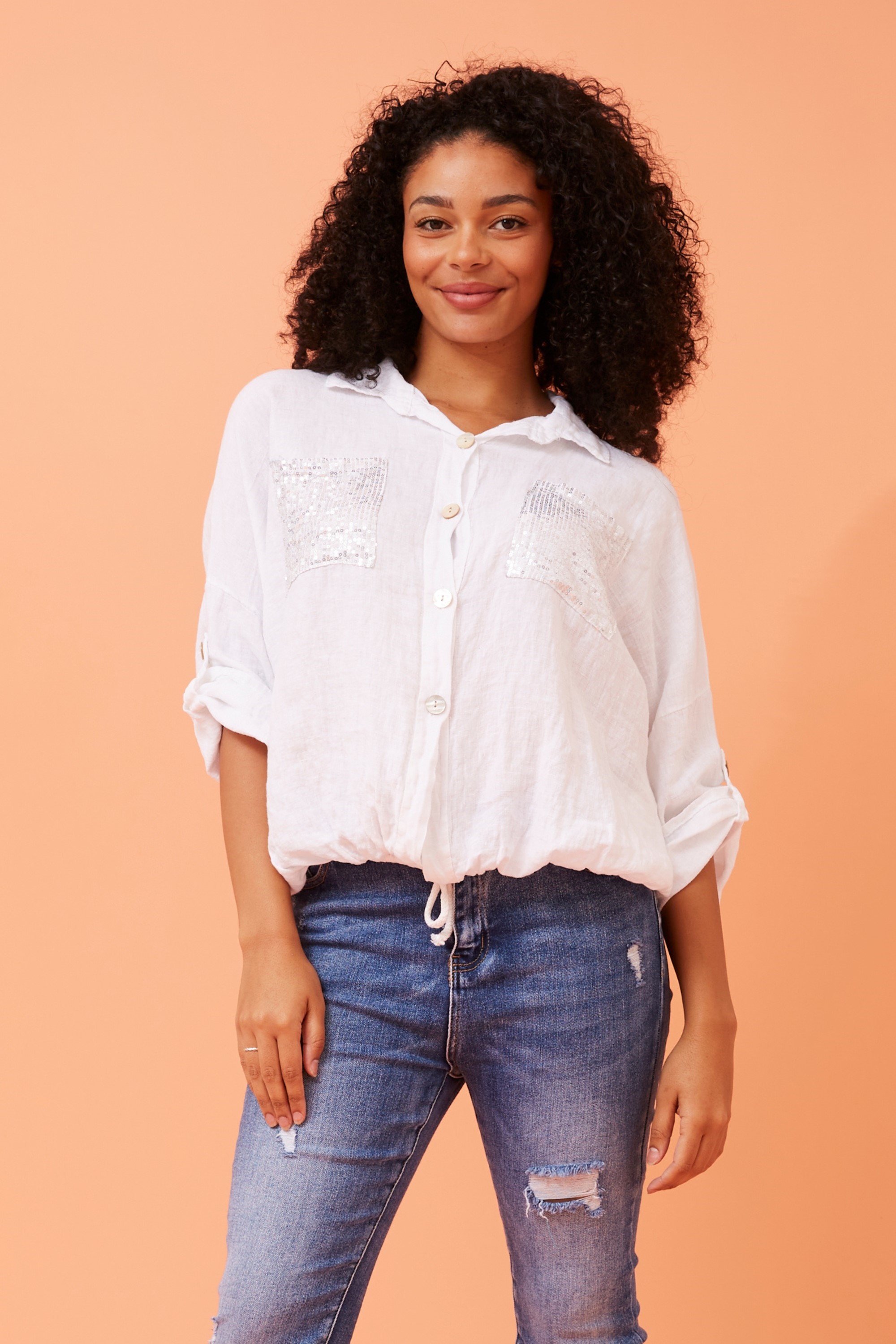 NOLENE SEQUIN LINEN SHIRT