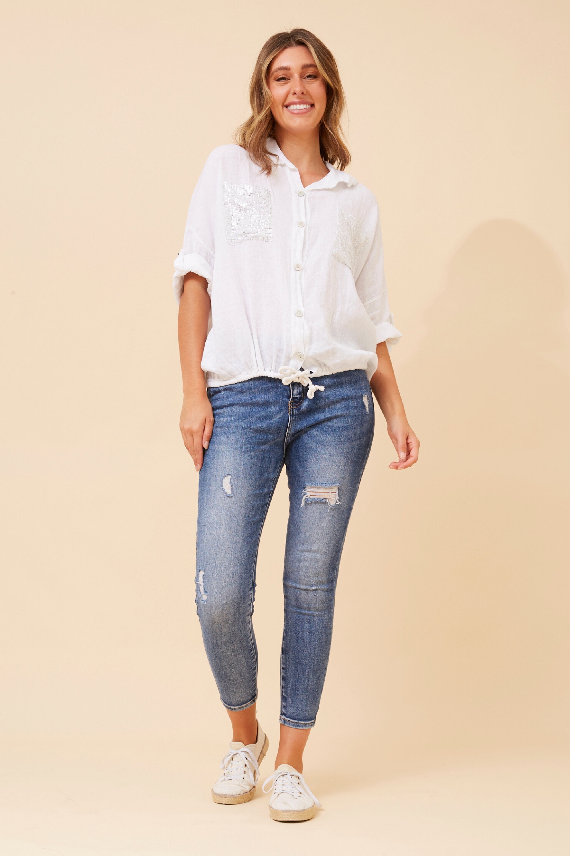 NOLENE SEQUIN LINEN SHIRT