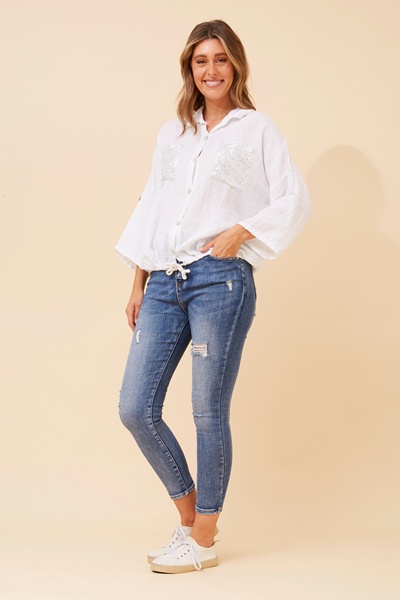 NOLENE SEQUIN LINEN SHIRT