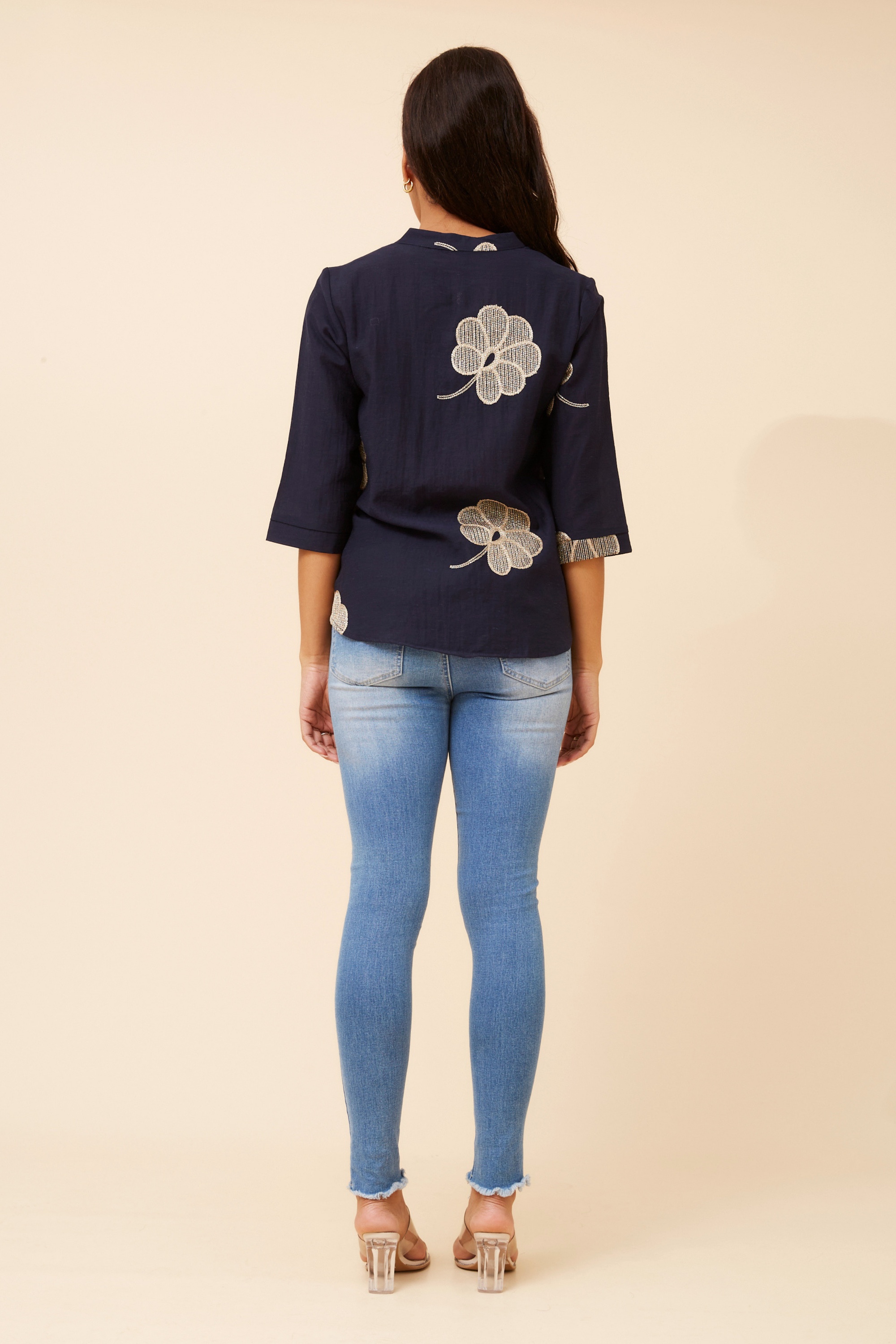 NORNAH LINEN BLEND EMBROIDERED BLOUSE