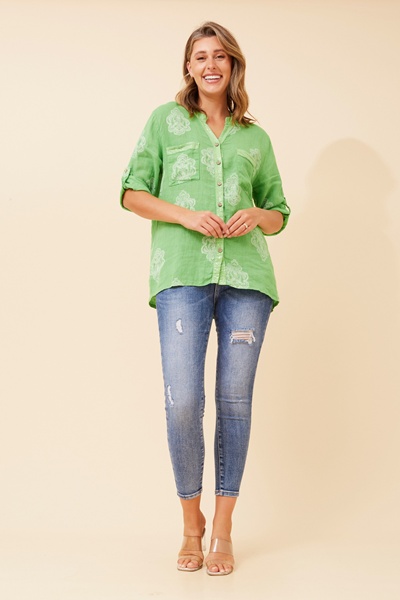 NOSETTA ABSTRACT PRINT LINEN SHIRT