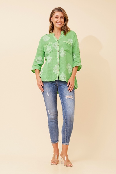 NOSETTA ABSTRACT PRINT LINEN SHIRT