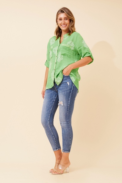 NOSETTA ABSTRACT PRINT LINEN SHIRT