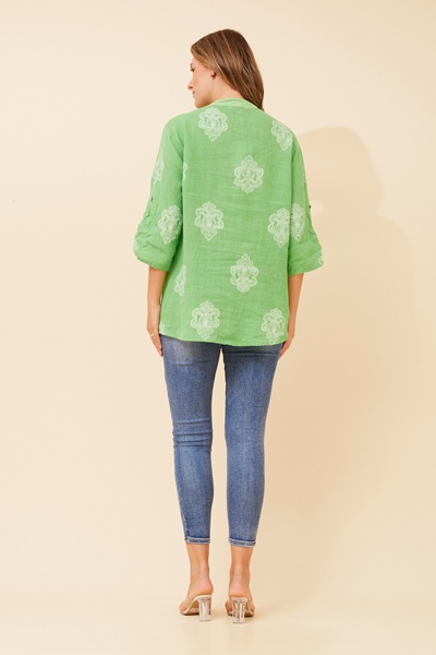NOSETTA ABSTRACT PRINT LINEN SHIRT