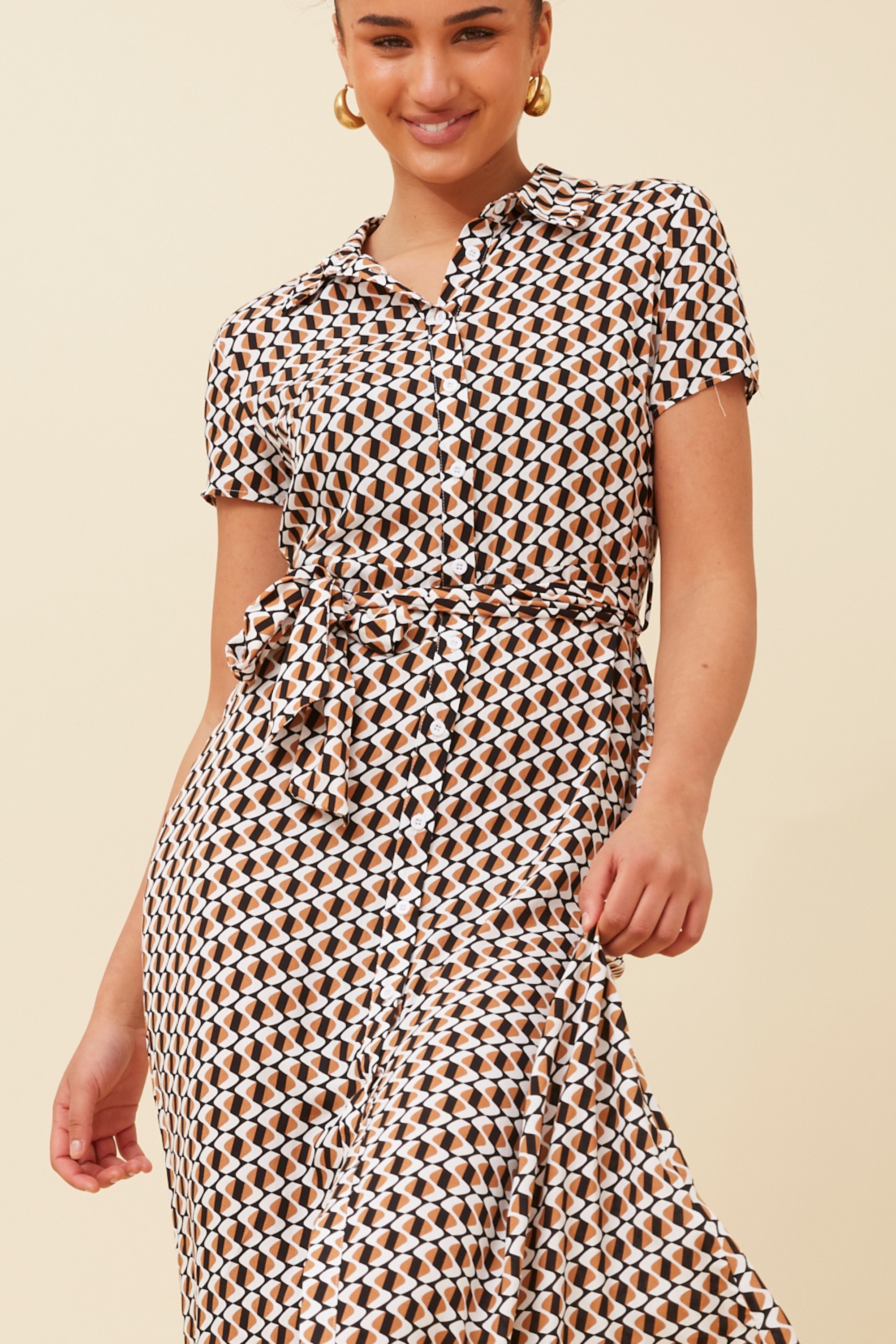 Geo print shirt dress hotsell