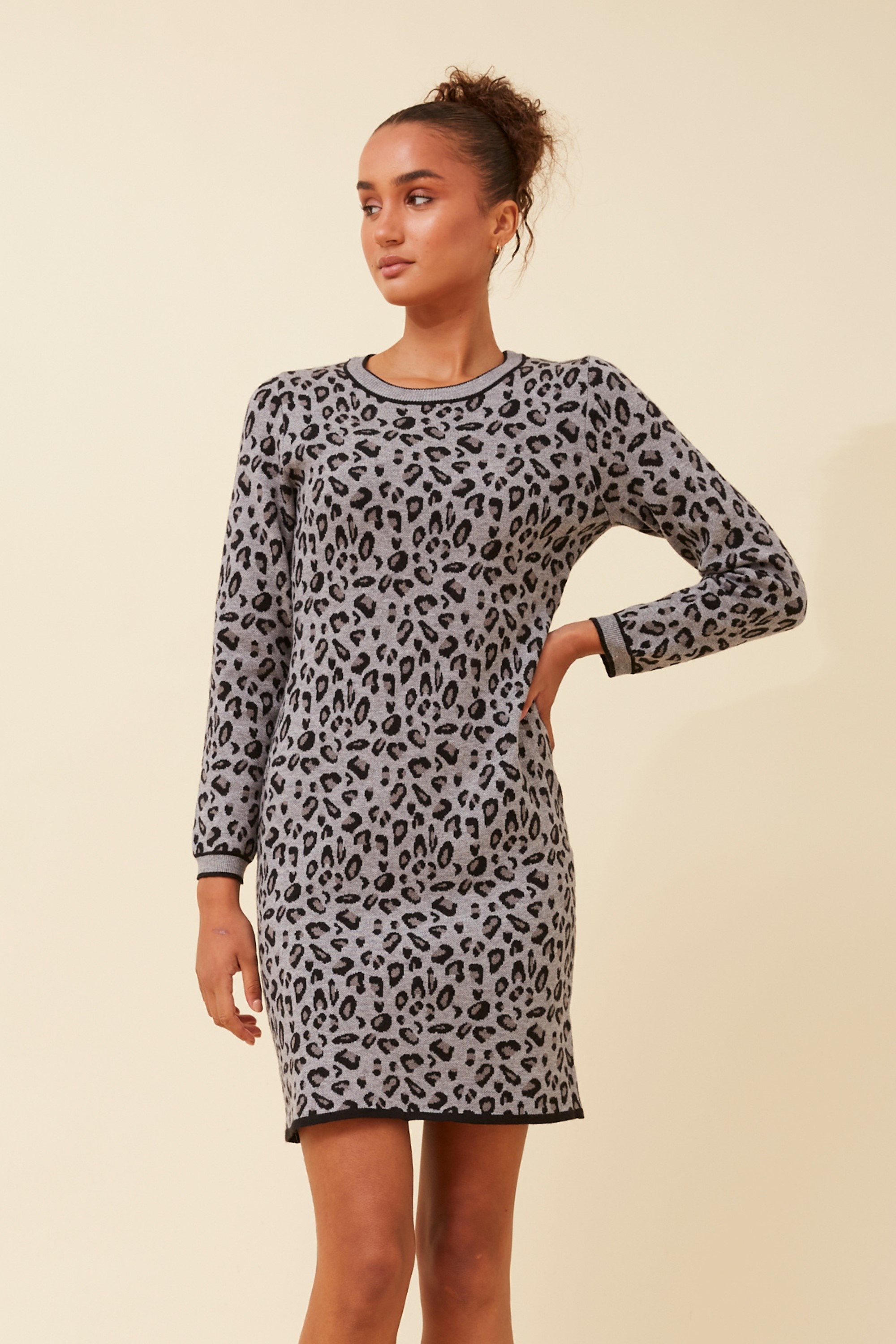 NOVALEE ANIMAL PRINT KNIT DRESS