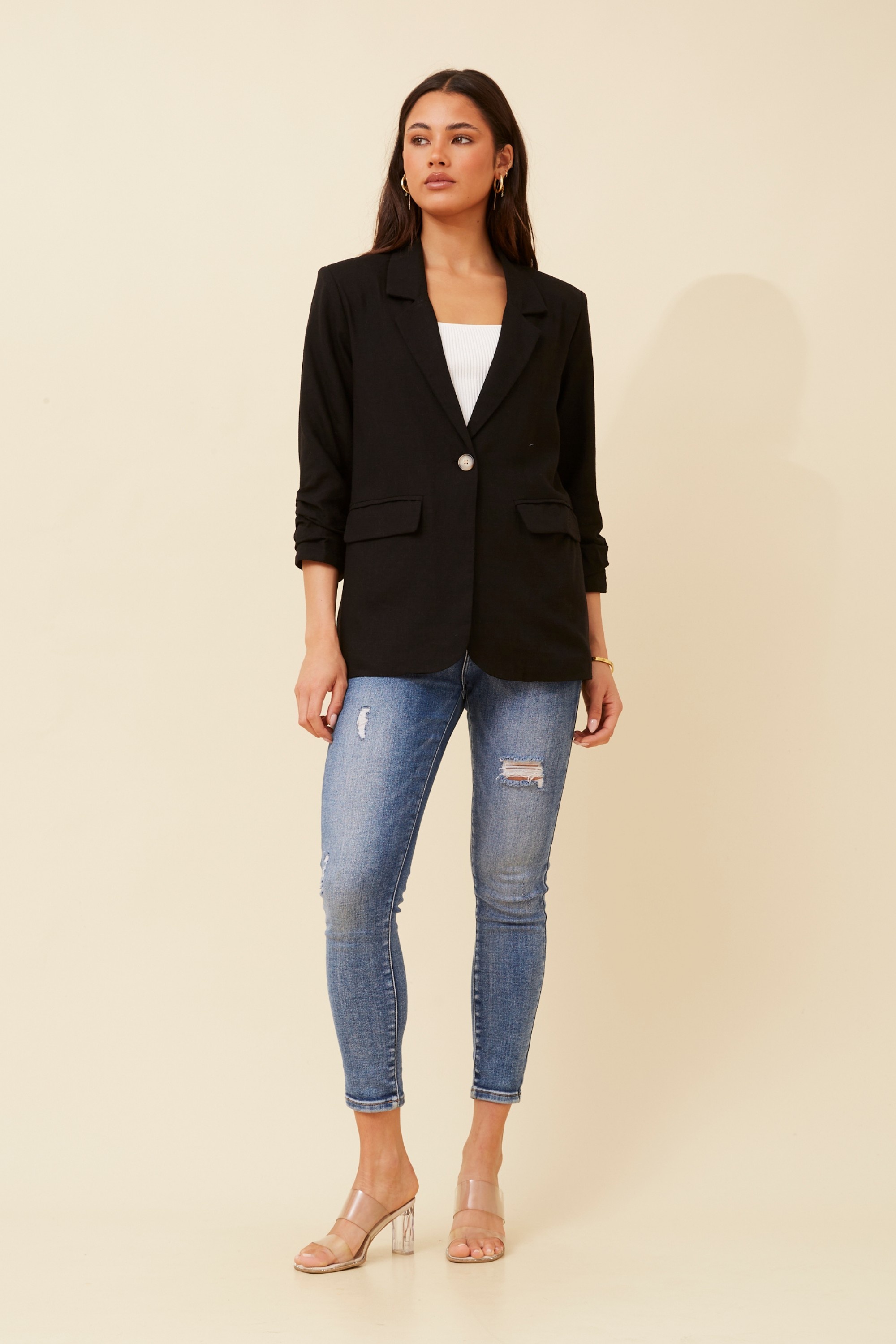NOVELLA LINEN BLEND BLAZER