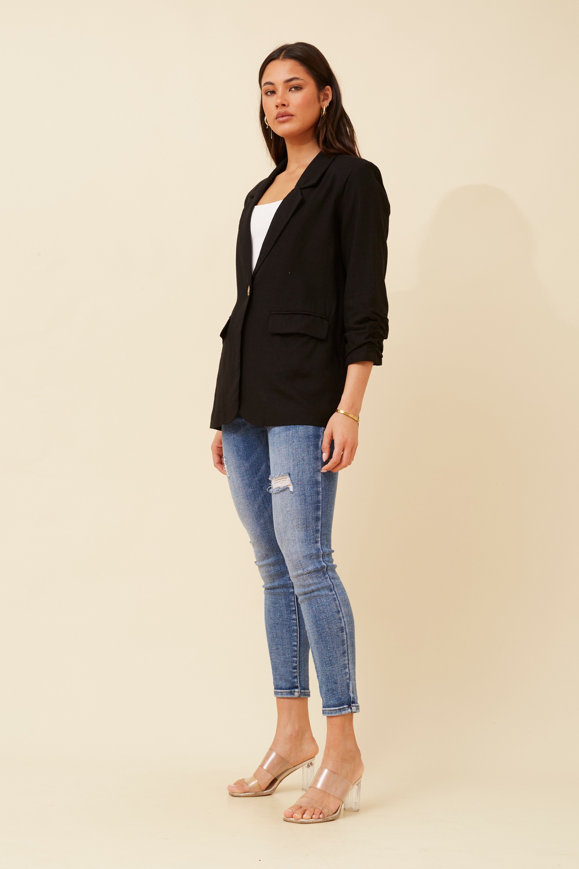 NOVELLA LINEN BLEND BLAZER