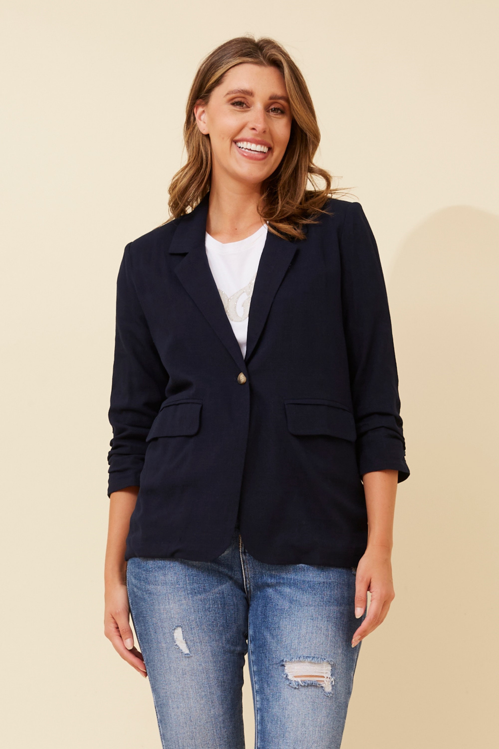 NOVELLA LINEN BLEND BLAZER