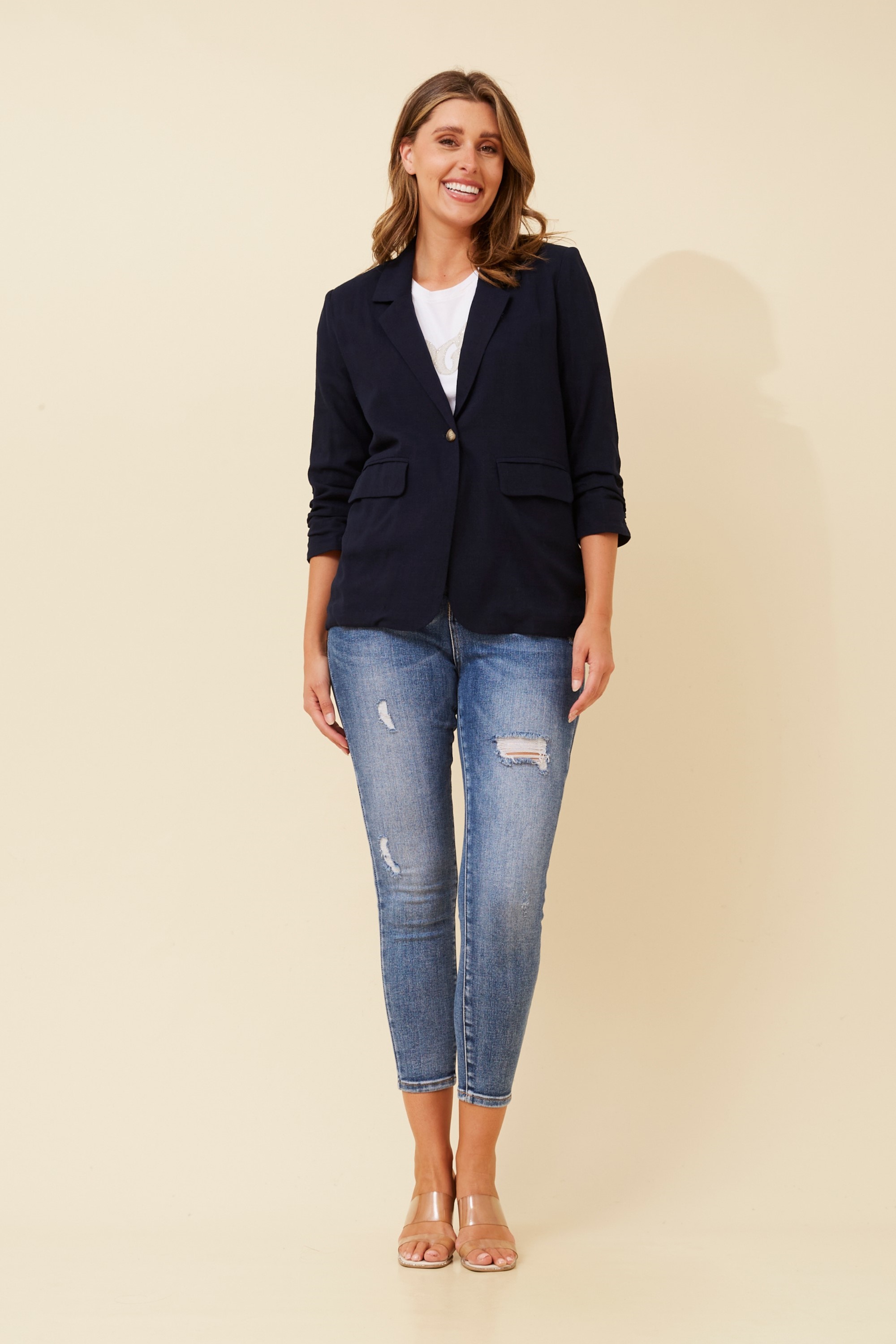 NOVELLA LINEN BLEND BLAZER