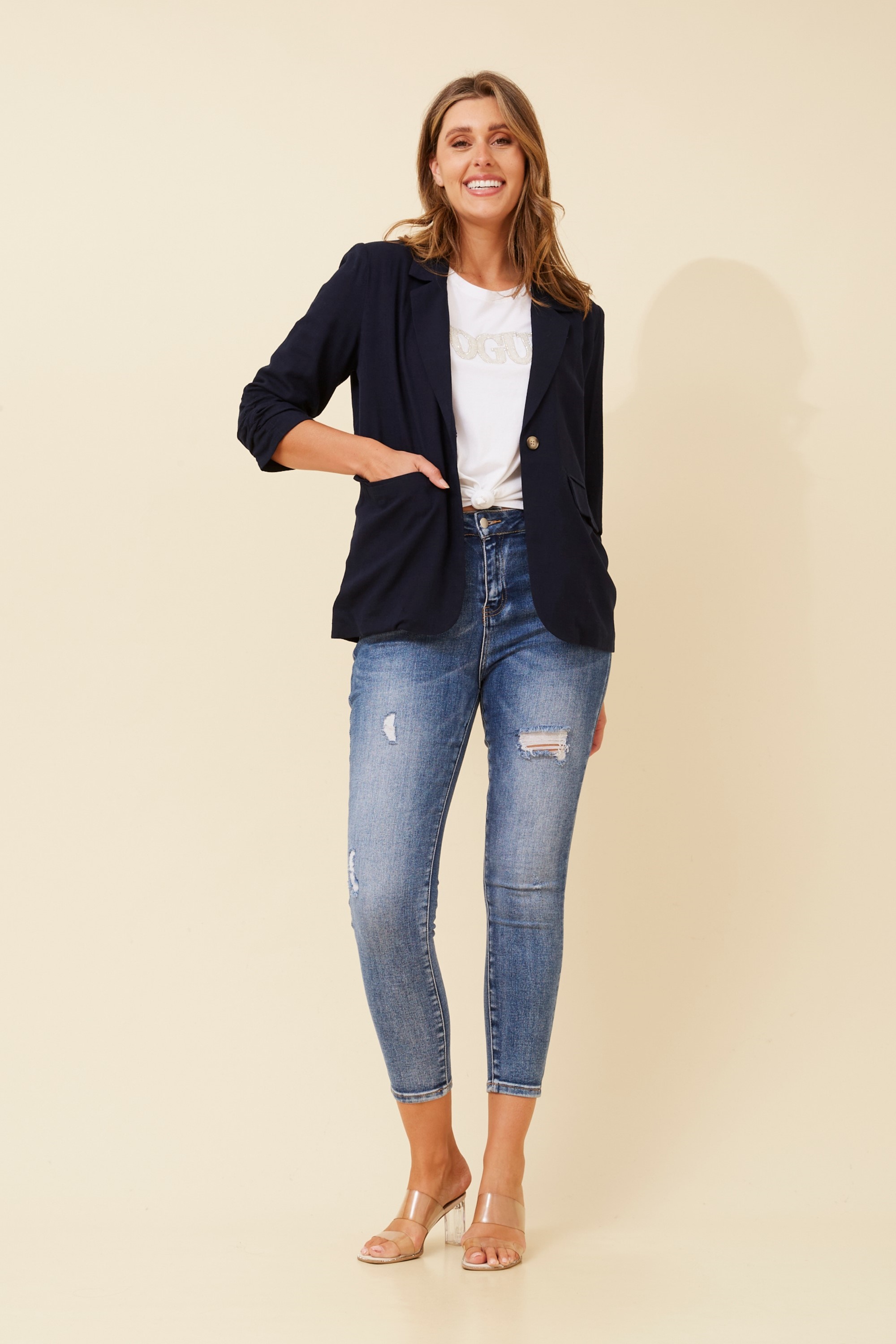 NOVELLA LINEN BLEND BLAZER