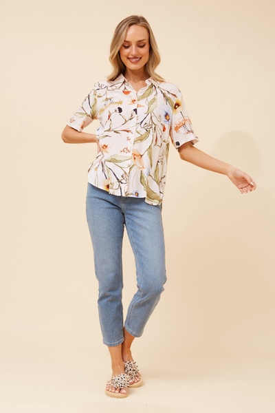 NURA FLORAL LINEN BLEND SHIRT