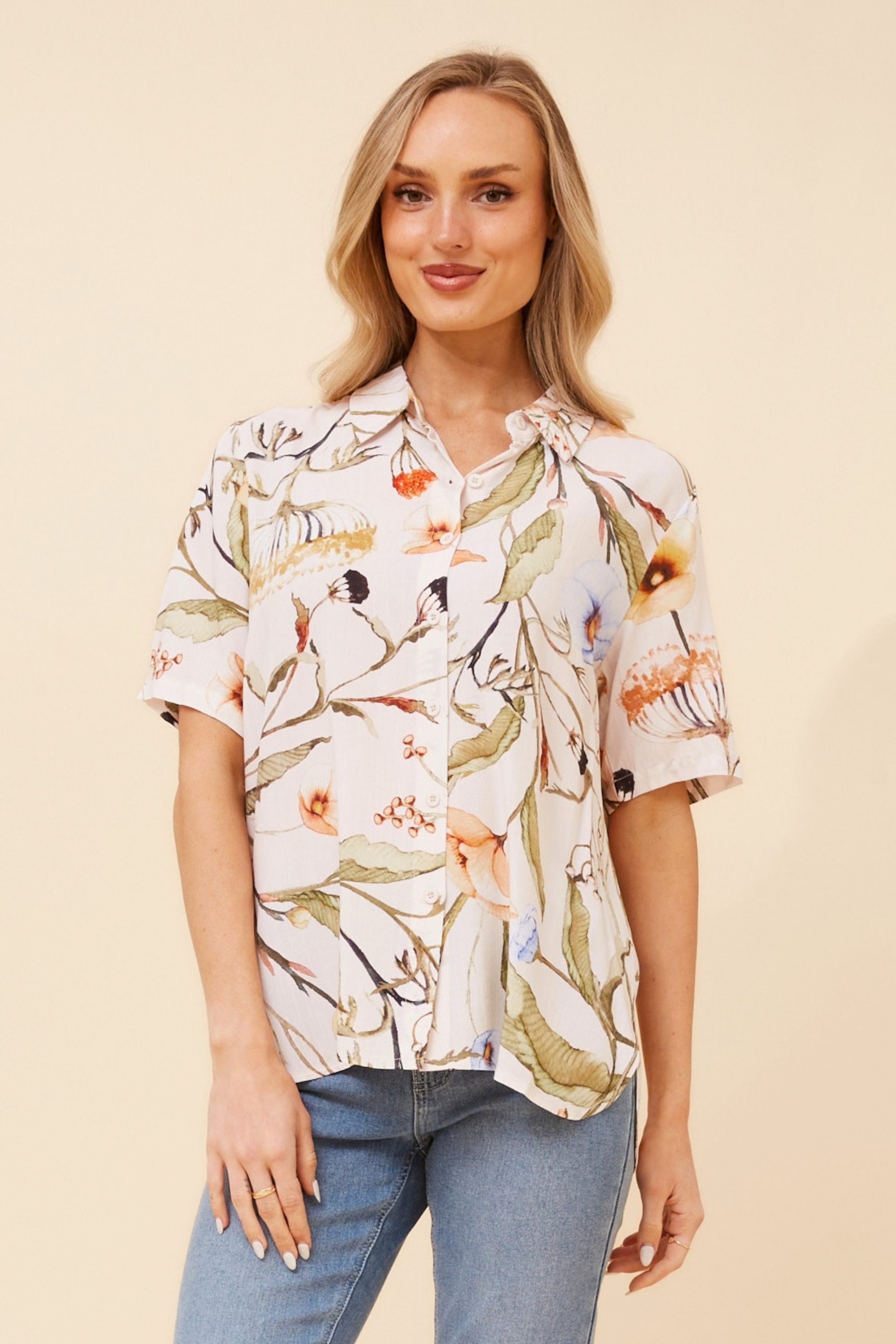 NURA FLORAL LINEN BLEND SHIRT
