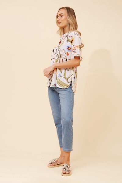 NURA FLORAL LINEN BLEND SHIRT
