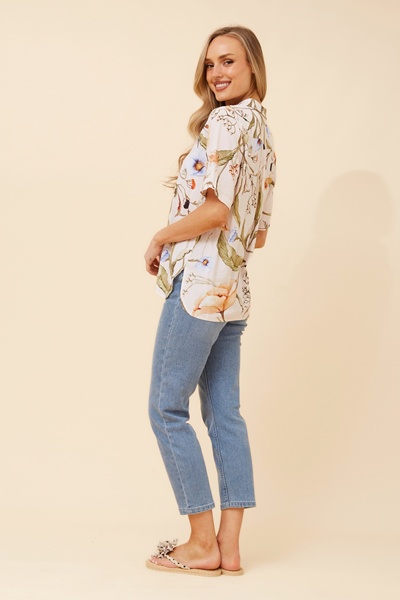 NURA FLORAL LINEN BLEND SHIRT
