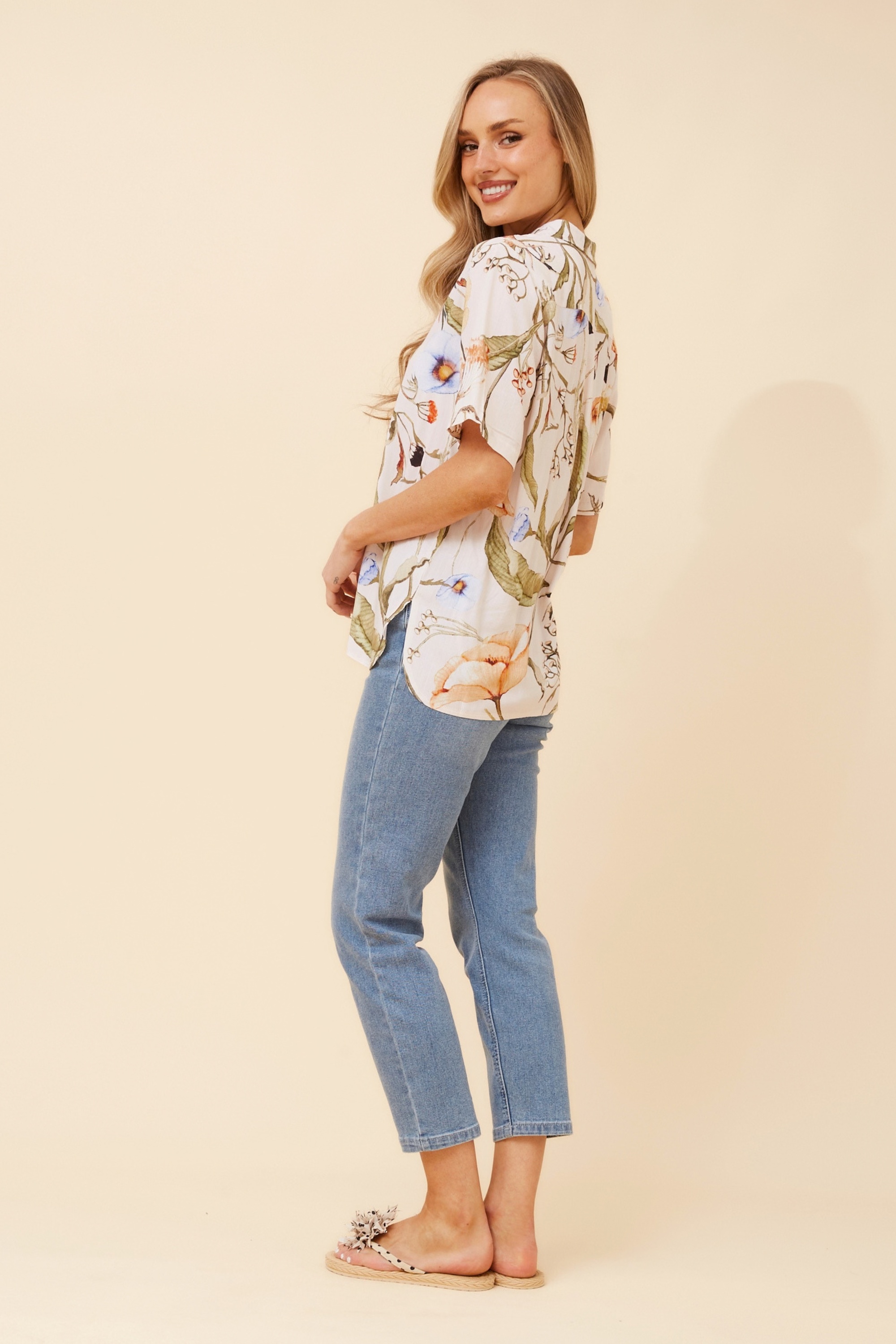 NURA FLORAL LINEN BLEND SHIRT