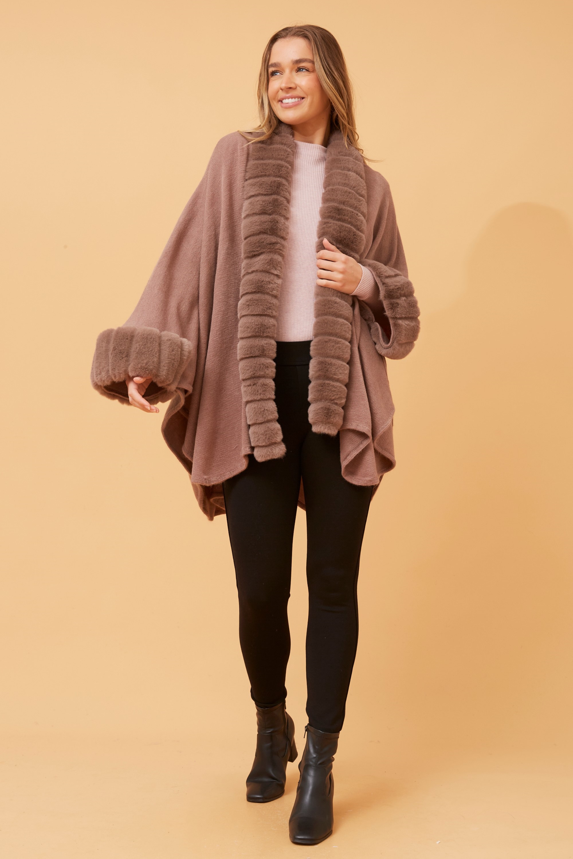 ODETTA FUR TRIM PONCHO