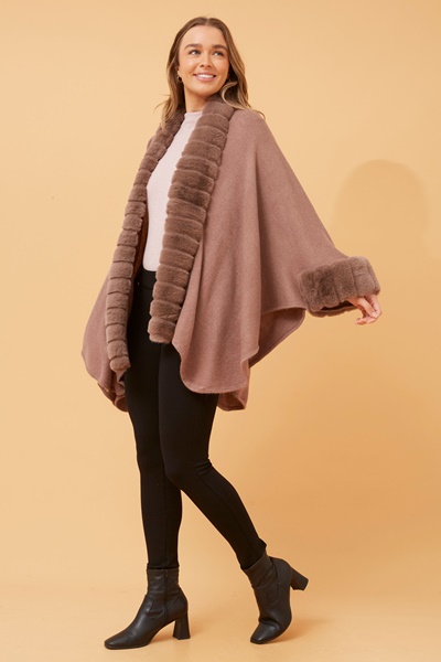 ODETTA FUR TRIM PONCHO