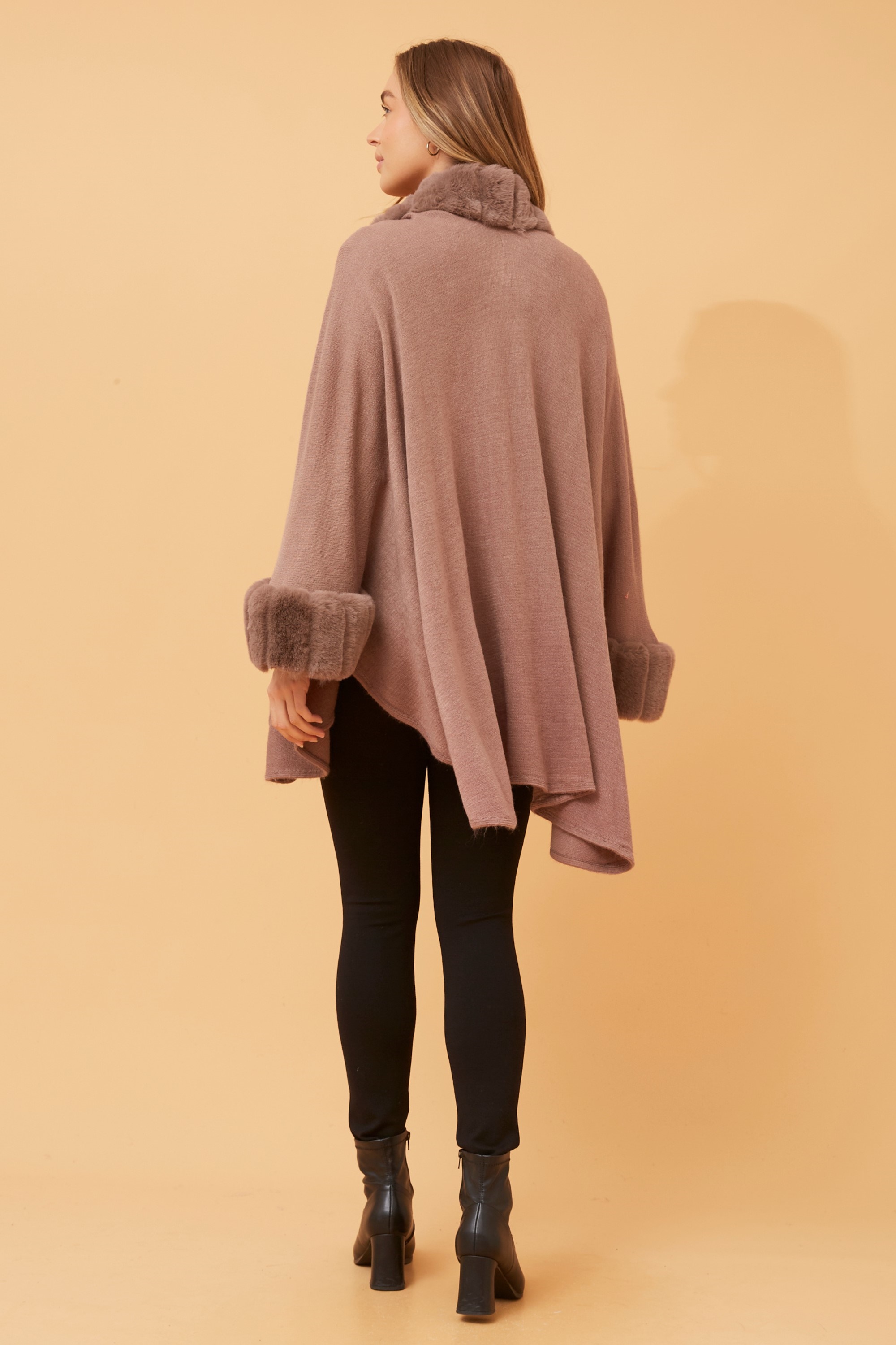 ODETTA FUR TRIM PONCHO