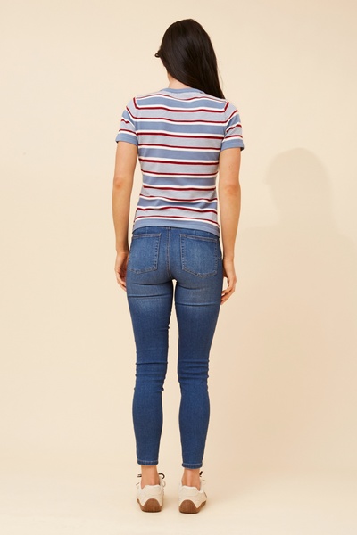 OKSANA STRIPE PRINT KNIT PULLOVER