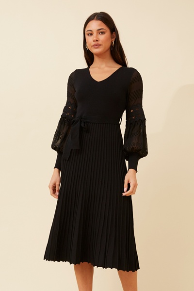 OLA LANTERN SLEEVE KNIT DRESS