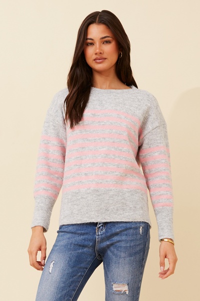 OLIVETTE STRIPE KNIT PULLOVER